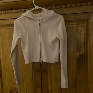 John Galt Chic Ribbed Zip-Up Hoodie